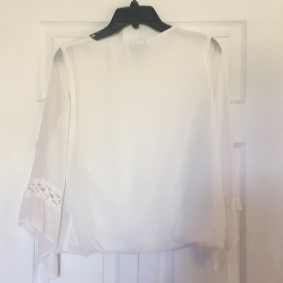 White Blouse with Bell Sleeves and Detailing - Picture 2 of 4